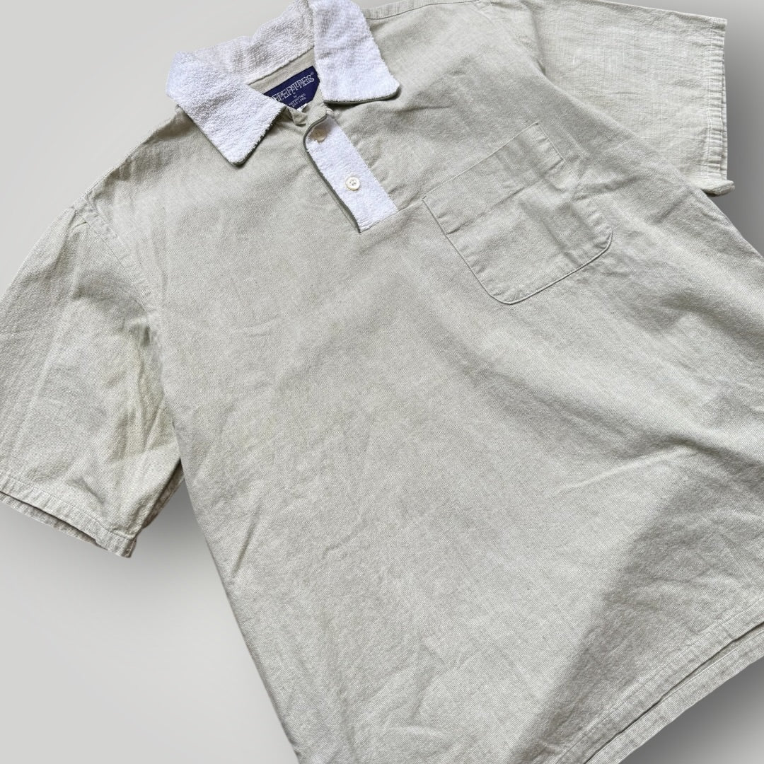 Nepenthes Brushed Cotton Towelling Collar Polo Shirt S/M