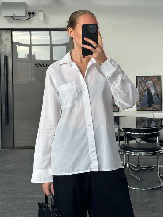 Yves Saint Laurent Chemises 1990s Cotton Logo Shirt - M/L