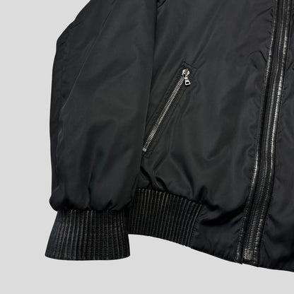 Prada Milano 2007 Gabardine Nylon + Leather Bomber Jacket - IT52 (L) | Default Title, Black