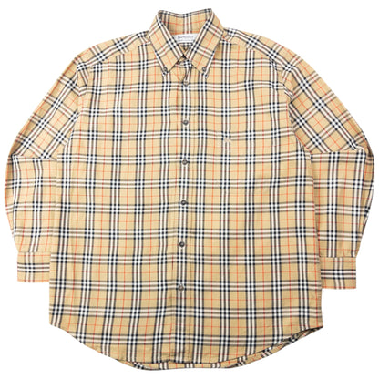 Vintage 90s Burberry Nova Check Long Sleeve Button Up Shirt Size S | Small, Beige