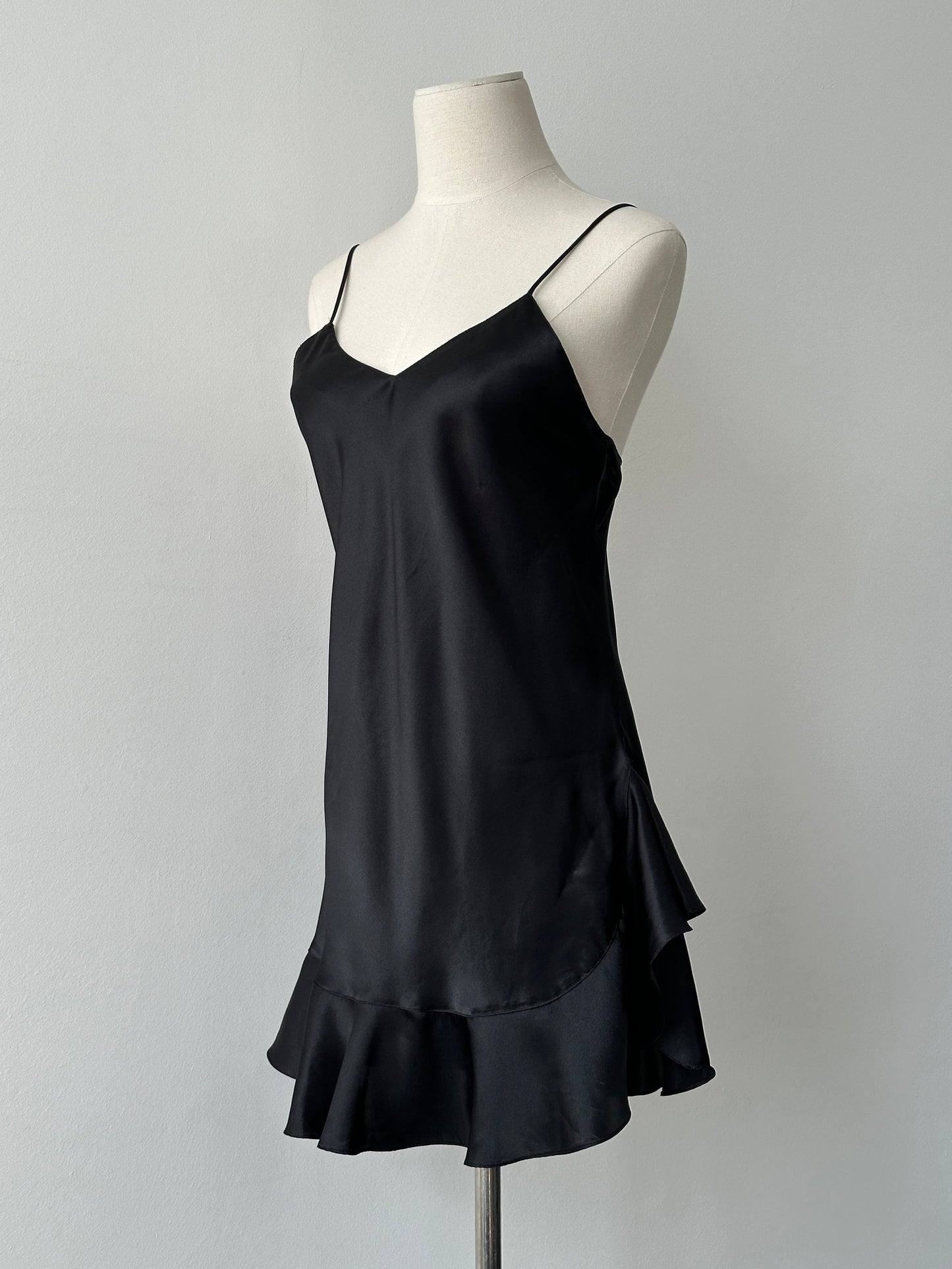 Vintage 1990s Satin Ruffle Mini Slip Dress - XS