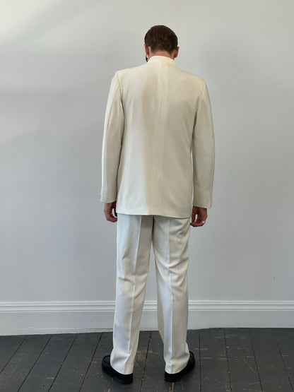 Vintage 1990s Collarless Single Breasted Suit - 40R/W30