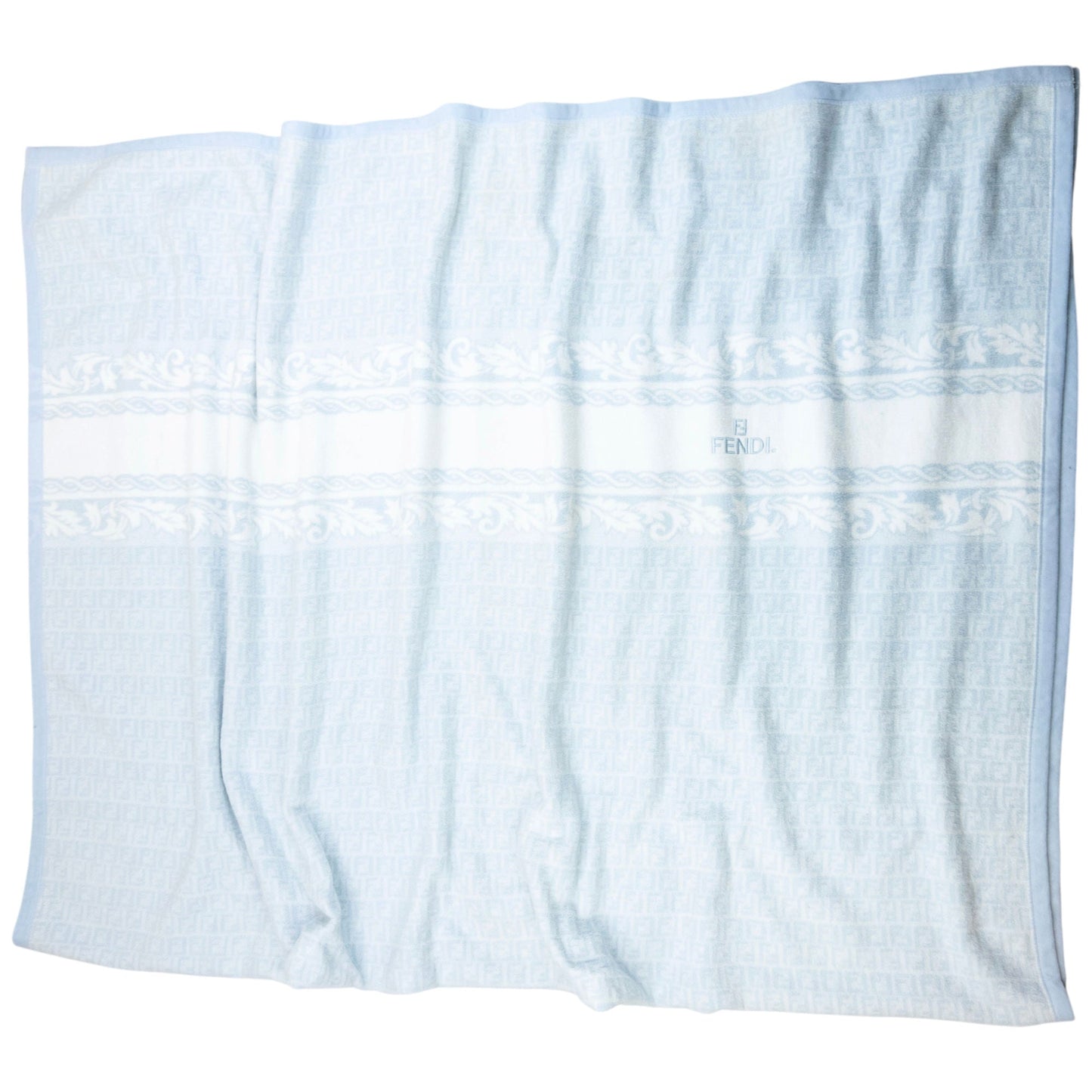 Vintage 90s Fendi Monogram Large Throw Blanket | O/S, Blue