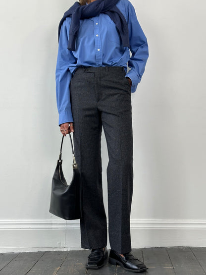 Italian Vintage Brushed Wool Cashmere Tailored Trousers - W28