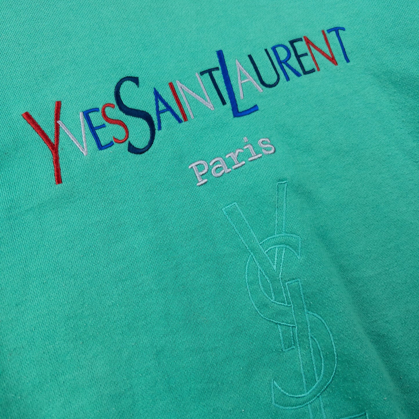 Vintage 90s YSL Yves Saint Laurent Embroidered Sweatshirt Size XS | XS, Green