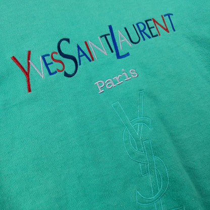 Vintage 90s YSL Yves Saint Laurent Embroidered Sweatshirt Size XS | XS, Green