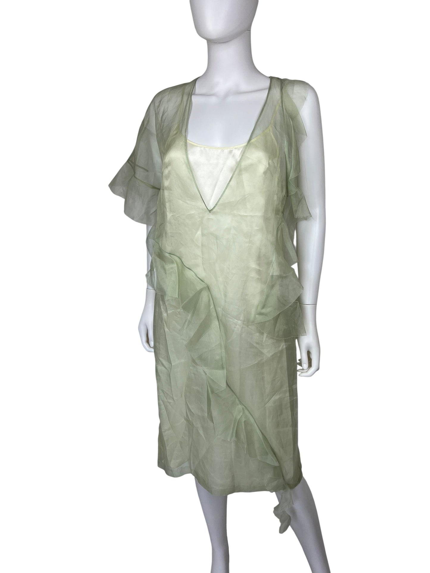 Maison Margiela S/S 2017 sheer silk dress | Green, Green