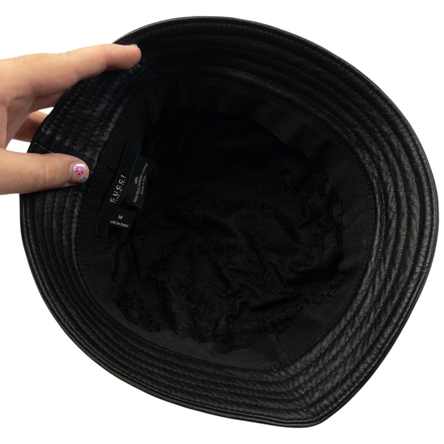 Vintage 2000s Gucci Leather Bucket Hat Size M | O/S, Black