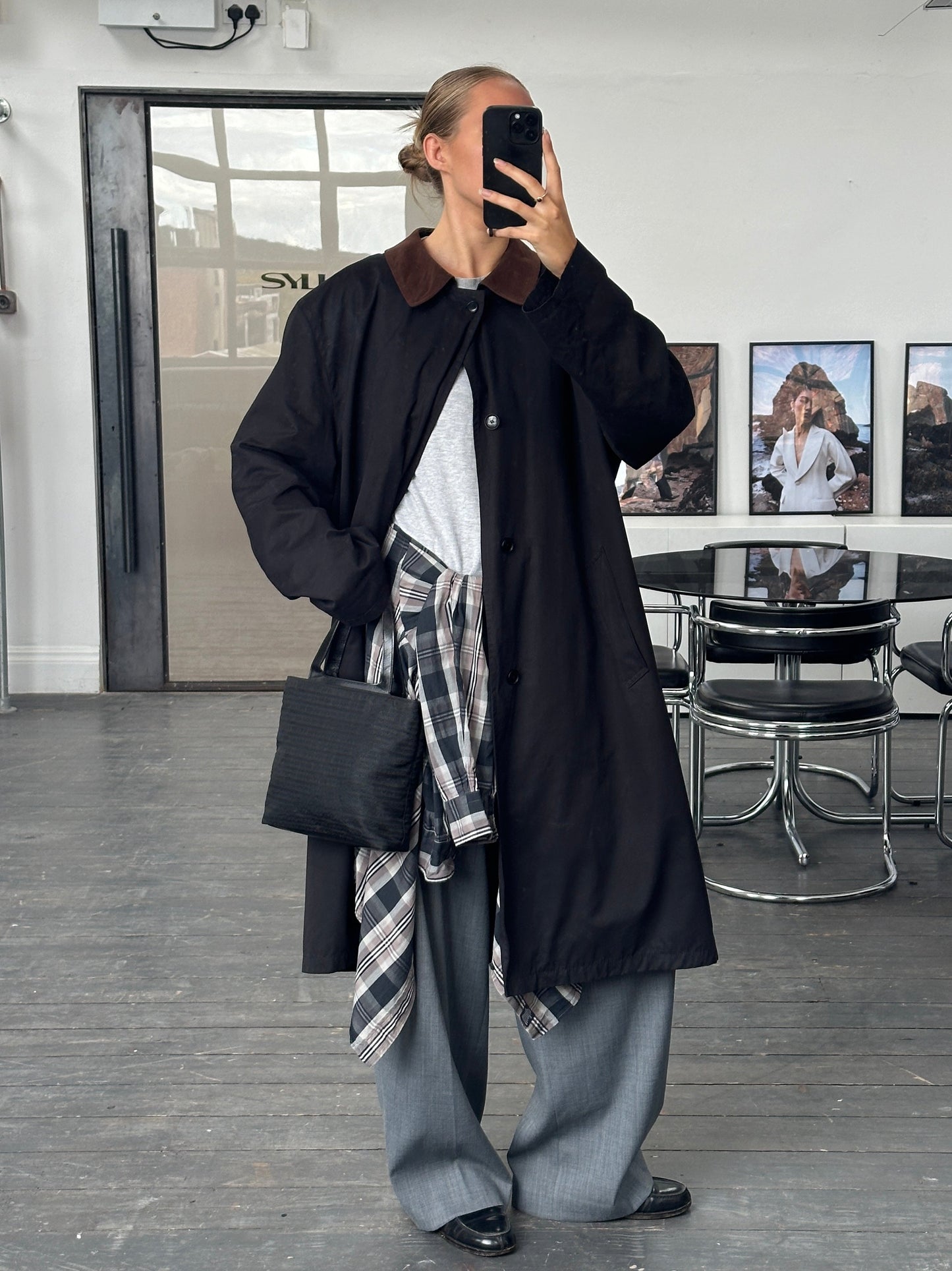 Vintage 2000s Contrast Collar Trench Coat - XL