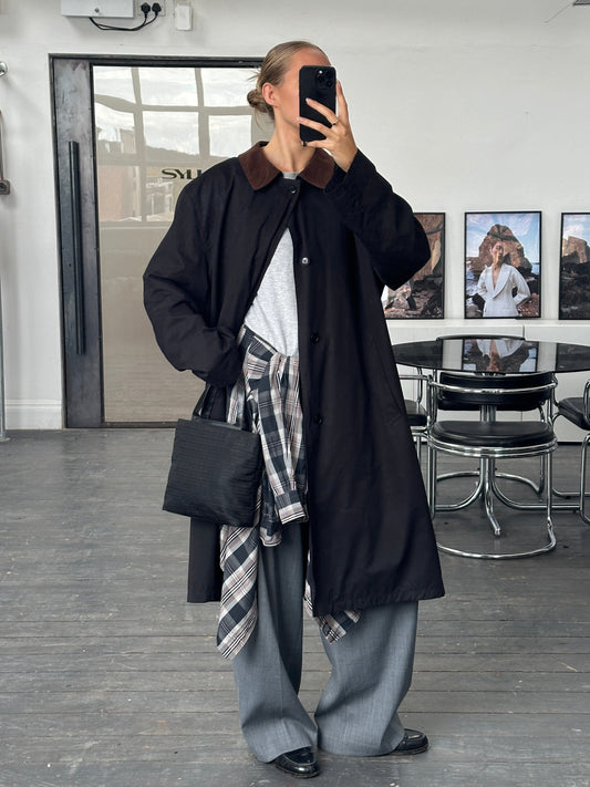 Vintage 2000s Contrast Collar Trench Coat - XL