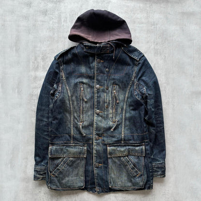 ARMANI DENIM PARKA JACKET | O/S, Faded Denim