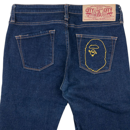 Vintage Bape Embroidered Denim Skinny Jeans Size XS