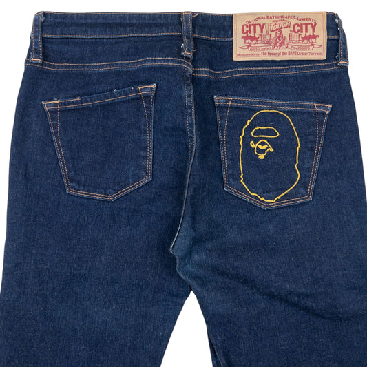 Vintage Bape Embroidered Denim Skinny Jeans Size XS