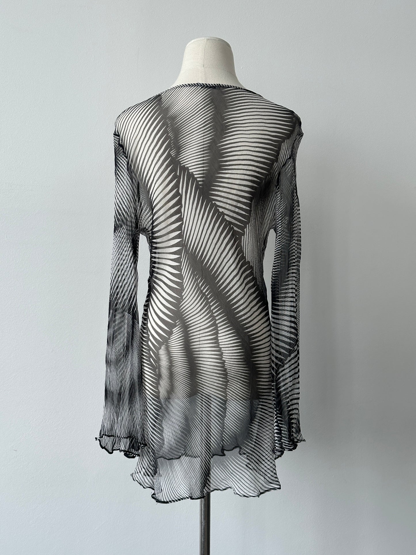 Vintage 1990s Sheer Print Mini Dress - S