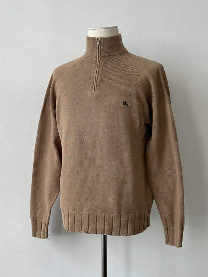Burberry London 2000s Pure Cotton Quarter Zip Jumper - M