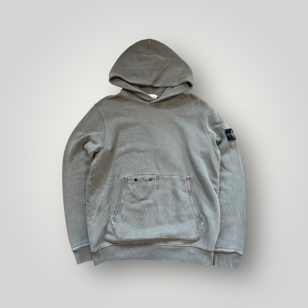 Stone Island Khaki Green Old Effect Hoodie L