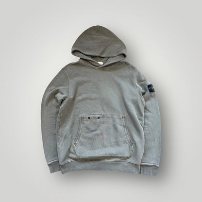 Stone Island Khaki Green Old Effect Hoodie L