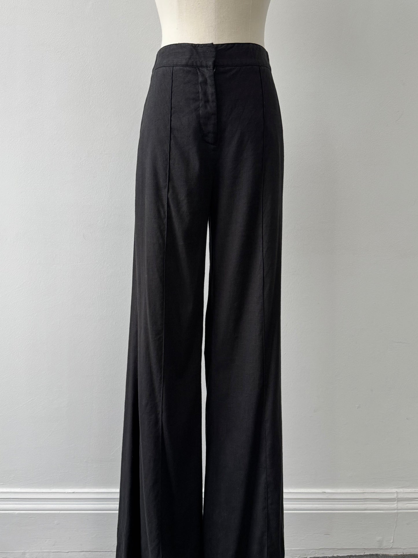 Diane Von Furstenberg 2000s Linen Wide Leg Trousers - W24