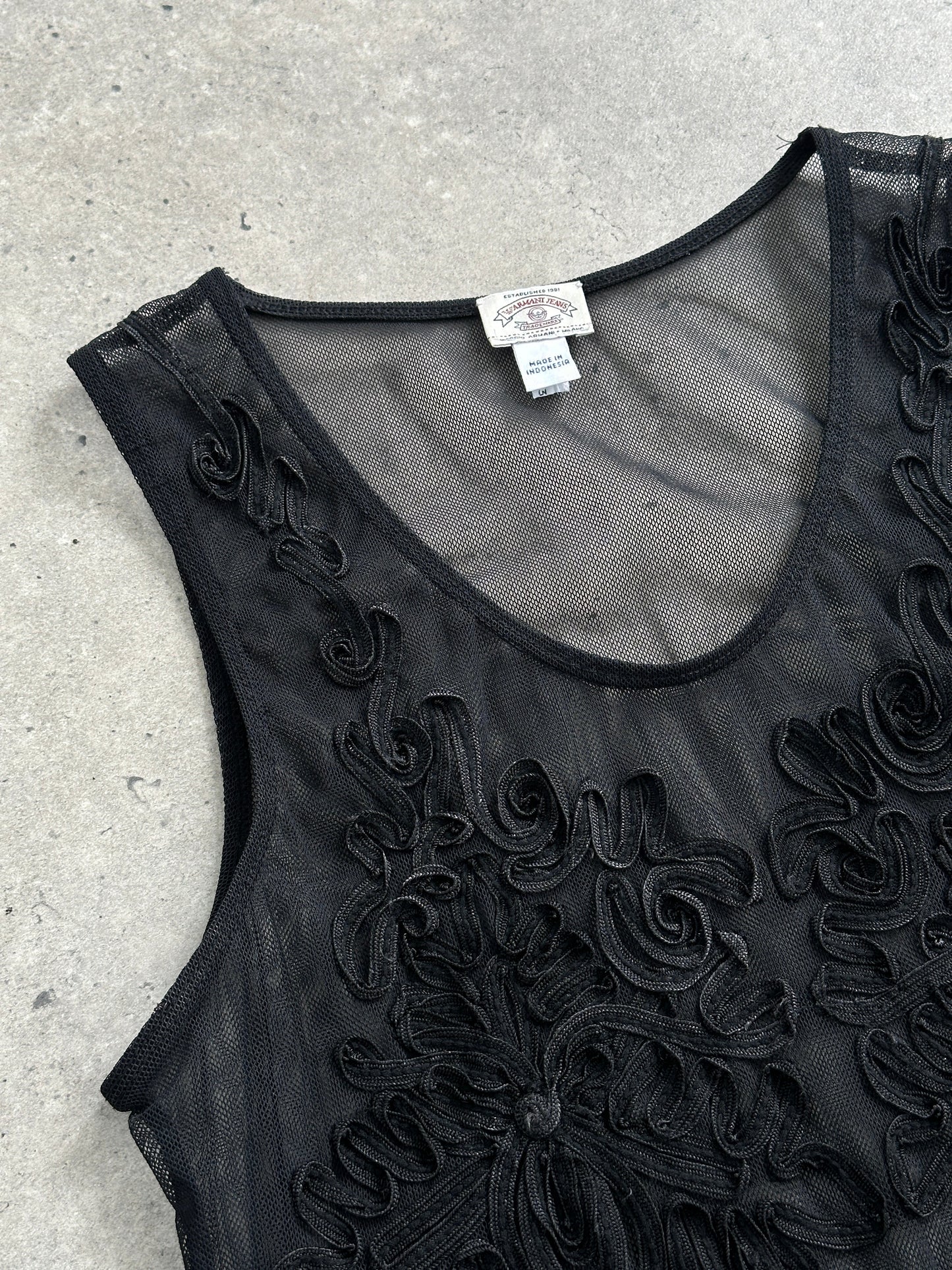 Armani Jeans Sheer Appliqué Vest Top - S