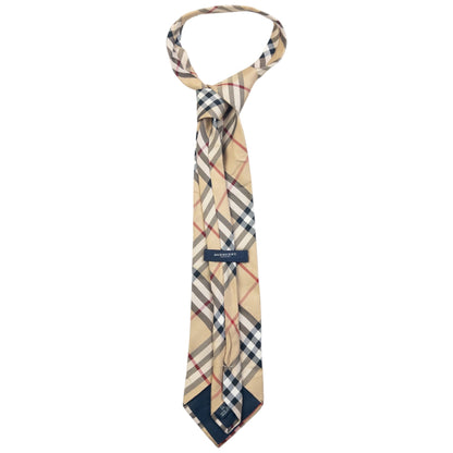 Vintage 2000s Burberry Nova Check Silk Tie | O/S, Beige