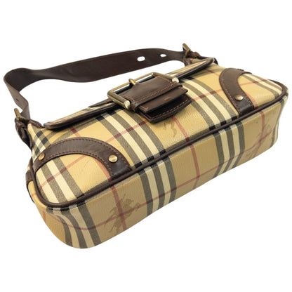 Vintage 2000s Burberry Nova Check Leather Shoulder Bag | O/S, Brown, Beige, Red, Black