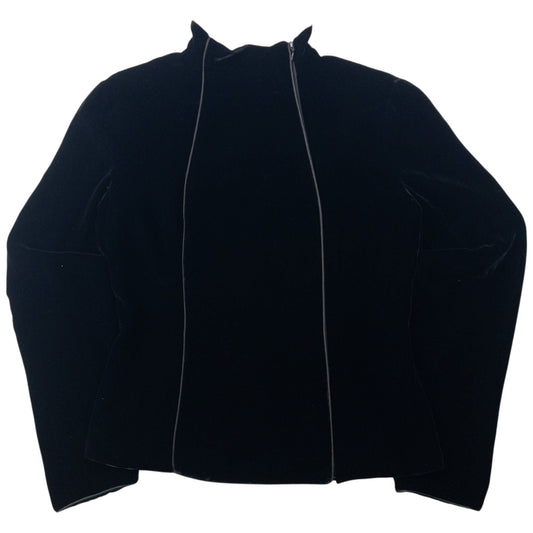 Vintage 90s Emporio Armani Asymmetric Zip Up Velour Jacket Womens Size M | Medium, Black