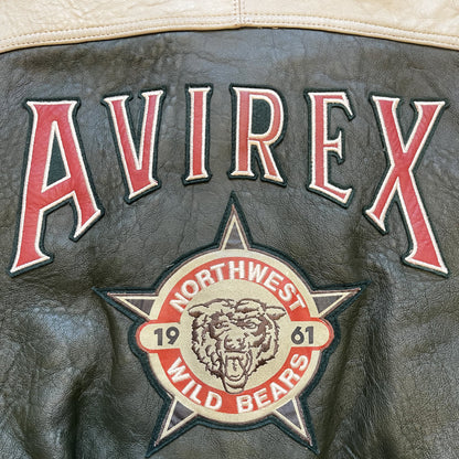Avirex Wild Bears Leather Varsity Jacket - S