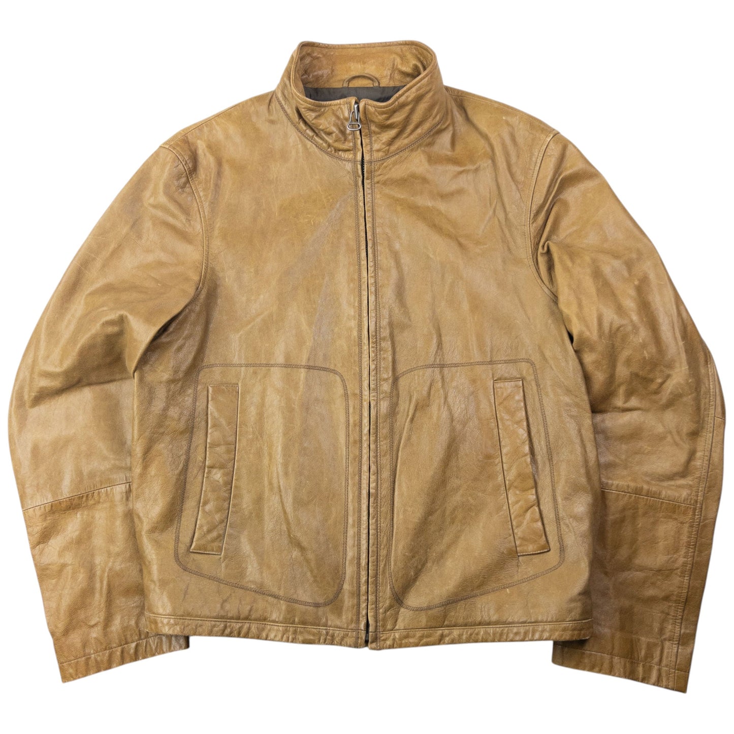 Vintage 2000s Hugo Boss Zip Up Leather Jacket Size S | Small, Brown
