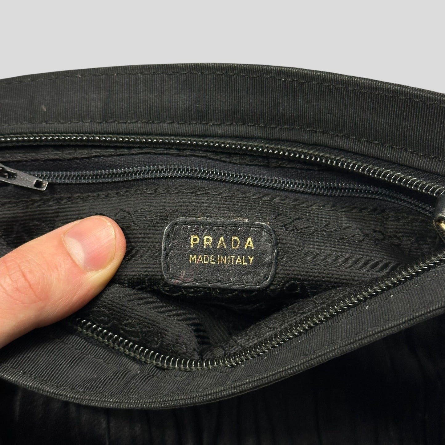 Prada Milano 90’s Velvet Textured Stripe Crossbody Bag | O/S, Black