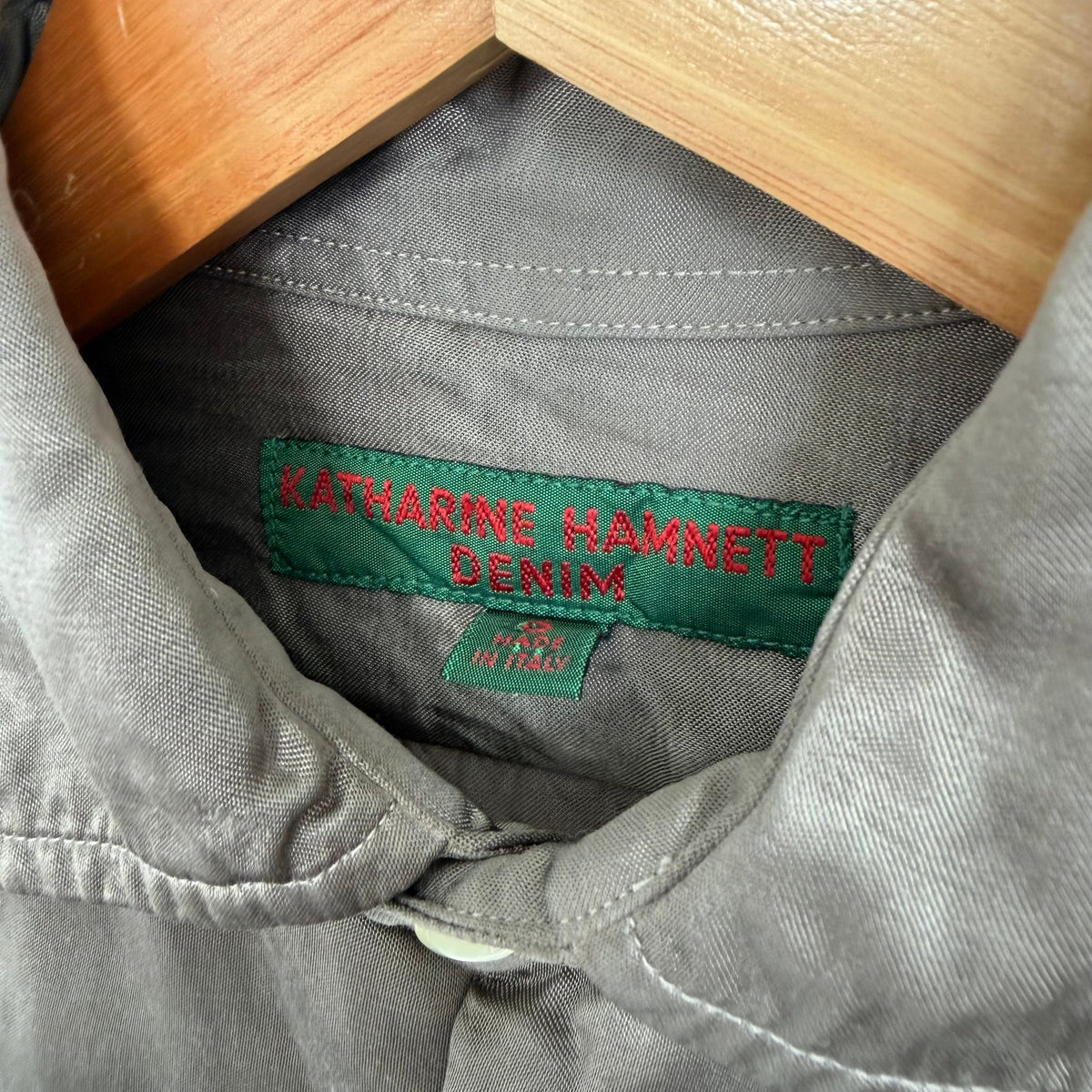 1990s katherine hamnett denims silk-like shirt | O/S, Green