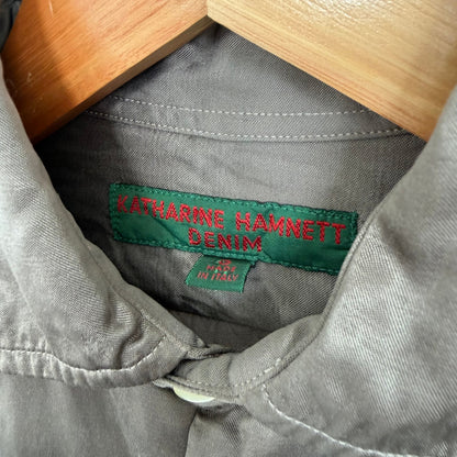 1990s katherine hamnett denims silk-like shirt | O/S, Green