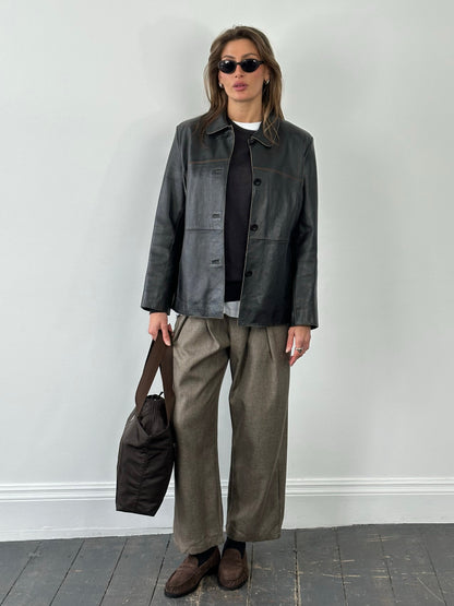 Vintage 1990s Leather Belted Leather Jacket - S