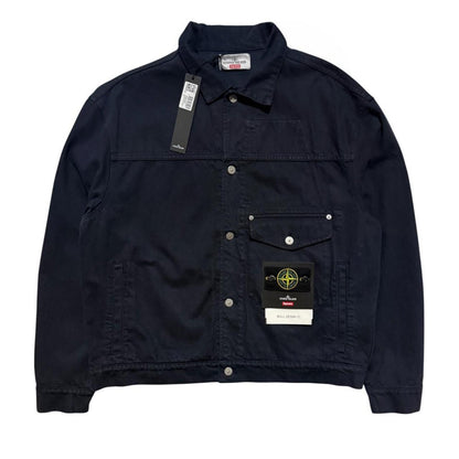 Stone Island Supreme Navy Bull Denim Jacket | Large, Navy