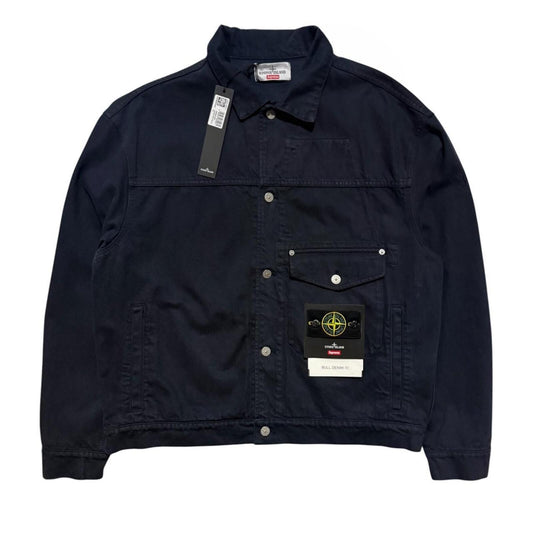 Stone Island Supreme Navy Bull Denim Jacket | Large, Navy