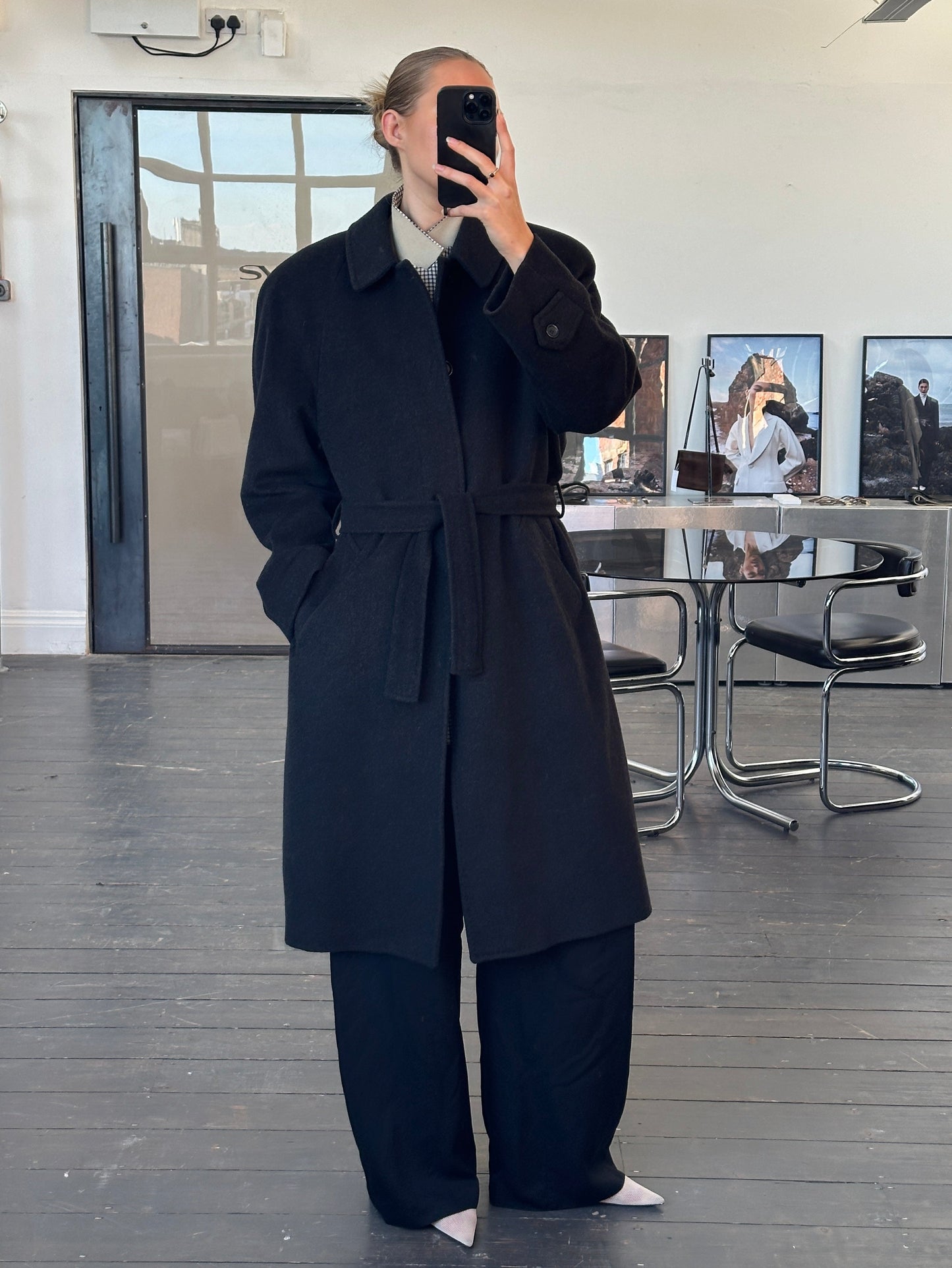 Italian Vintage 1980s Wool Belted Coat - XL