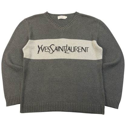 Vintage 2000s YSL Yves Saint Laurent Knit Jumper Size M | Medium, Grey