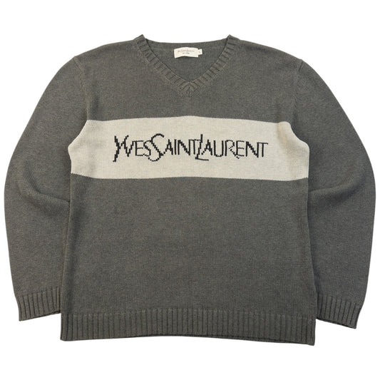 Vintage 2000s YSL Yves Saint Laurent Knit Jumper Size M | Medium, Grey
