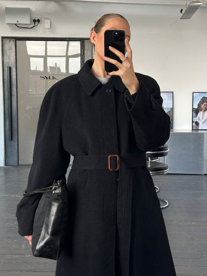 Italian Vintage 1990s Wool Cashmere Belted Coat - XXL