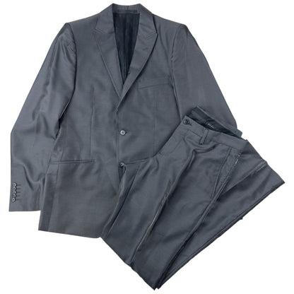 Vintage 2000s Versace Collection Iridescent Wool Jacket & Trousers Suit Set Size L | Large, Grey