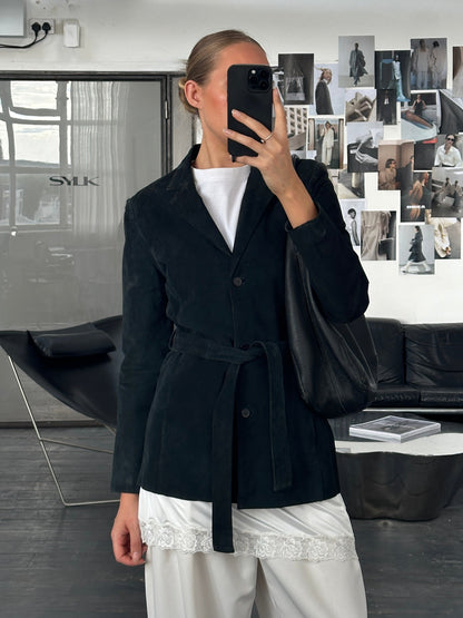 Vintage 1990s Suede Belted Jacket - S/M