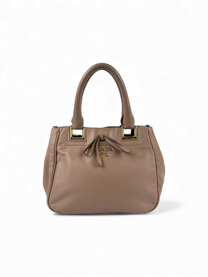 2010s Prada Vitello Leather Bow Handbag | O/S, Gold