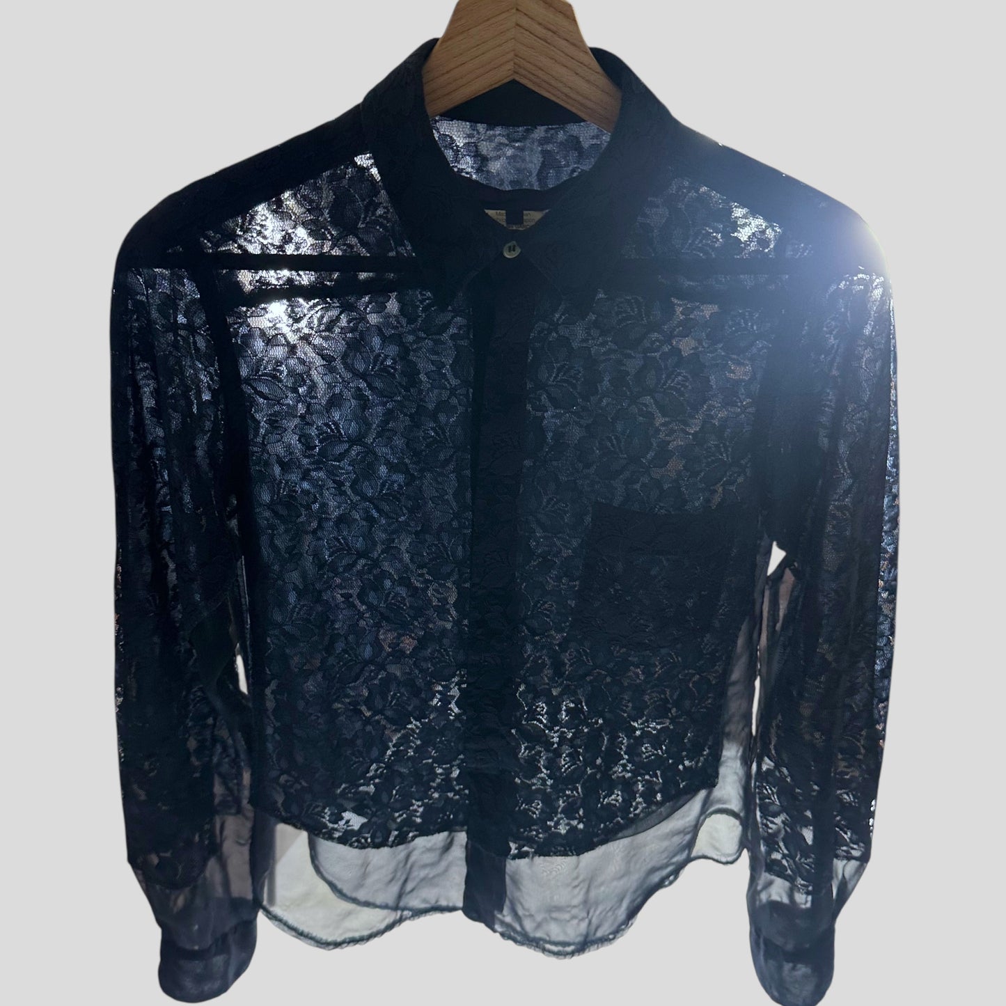 Comme Des Garçons 00’s Sheer Mesh Floral Lace Shirt - S/M