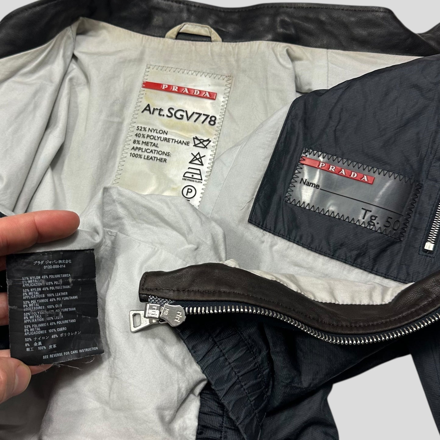 Prada Sport 00’s Metal Nylon + Leather Moto Biker Jacket - IT50 (M) | Default Title, Multicoloured