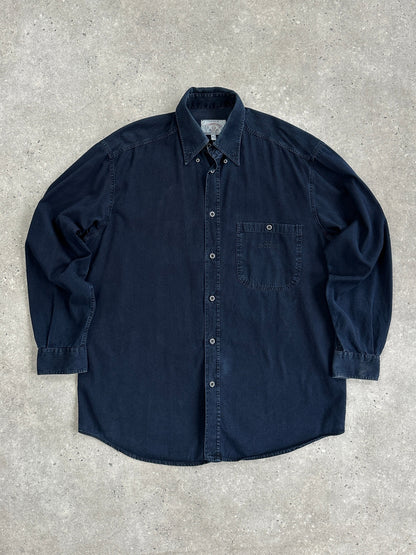 Armani Jeans 1990s pure cotton denim logo shirt in XL, featuring a classic denim design and visible logo on the front.