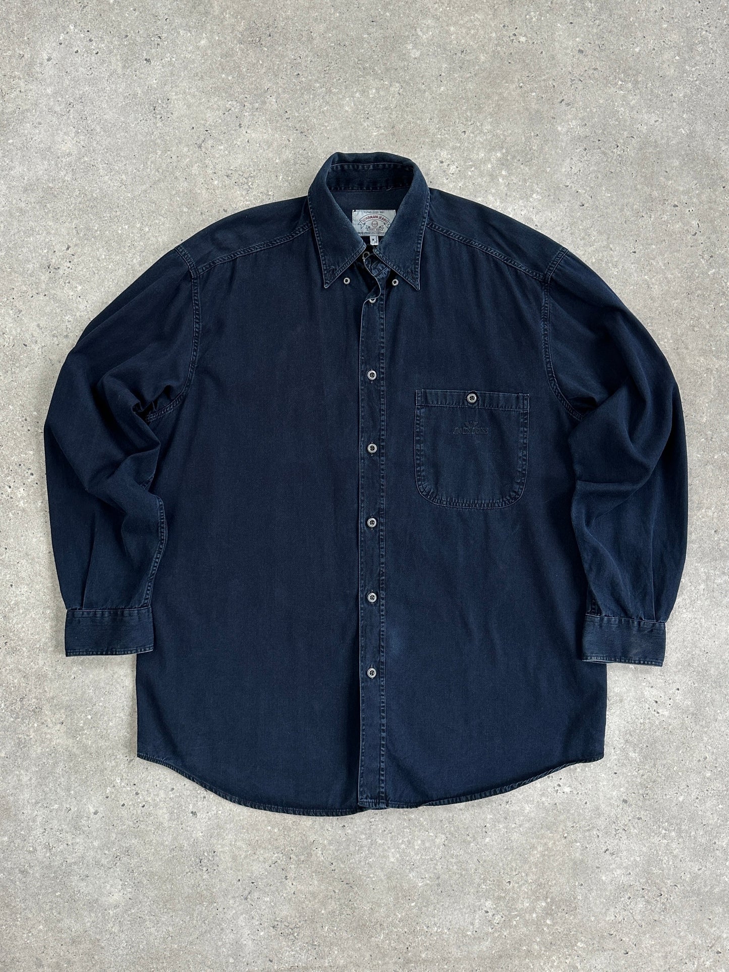 Armani Jeans 1990s Denim Logo Shirt - XL