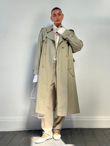 Italian Vintage Double Breasted Belted Trench Coat - XL