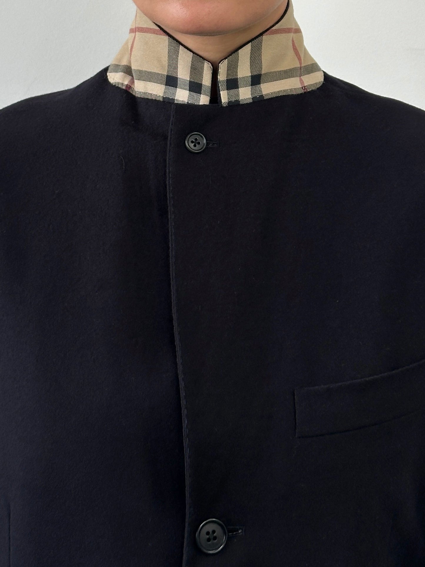 Burberry London High Neck Nova Check Wool Blazer - 38R/M