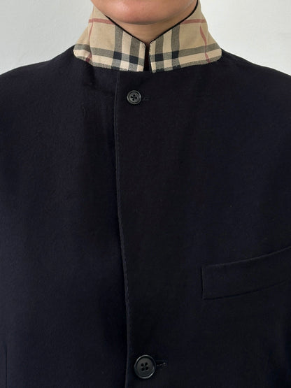Burberry London High Neck Nova Check Wool Blazer - 38R/M