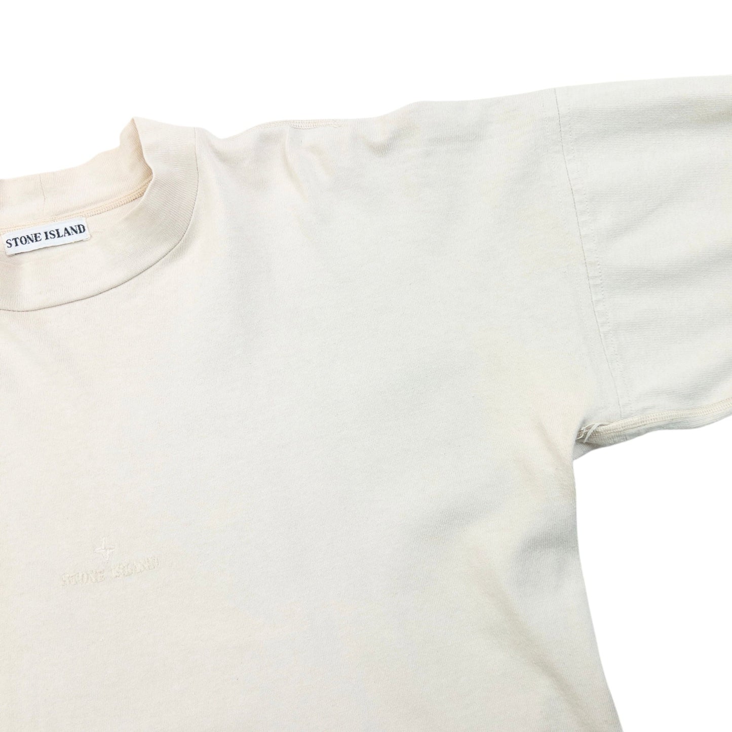 Vintage 90s Stone Island Center Logo Long Sleeve T Shirt Size S | Small, Cream
