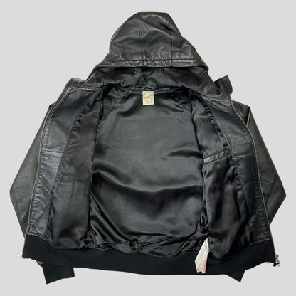 Nike 2007 Tony Spackman Leather Boxy Bomber Jacket - S | Default Title, Black